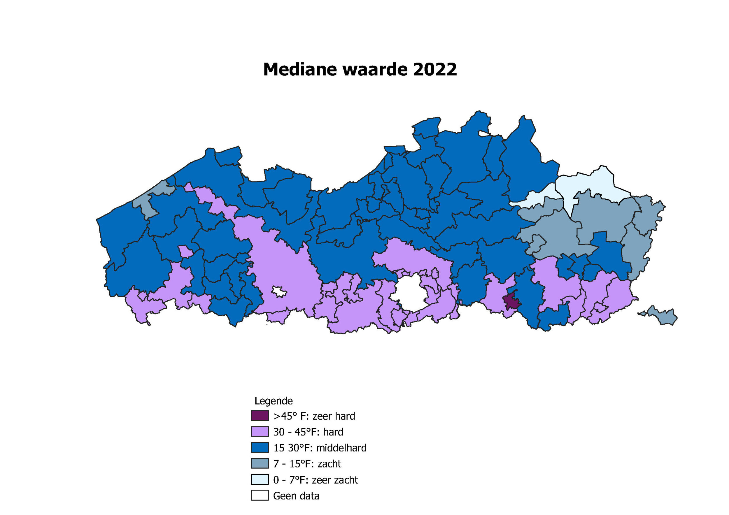 Waterhardheid mediane waarde 2022